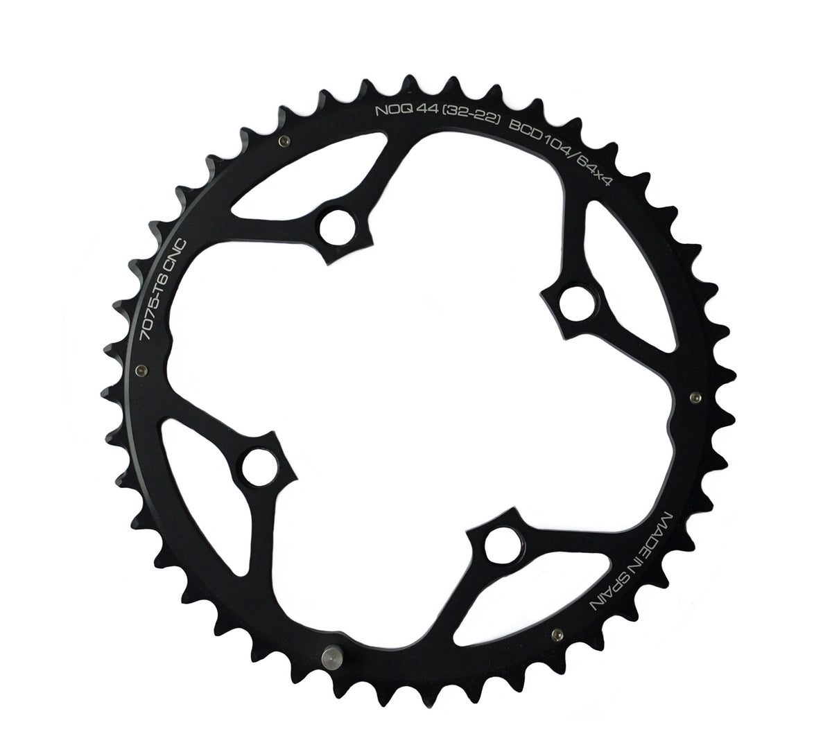 Plateau Rotor '15 noQ 44, rond VTT 3 x 9/10 rond ext entraxe 104 mm x 4 pour pédalier triple 104/64